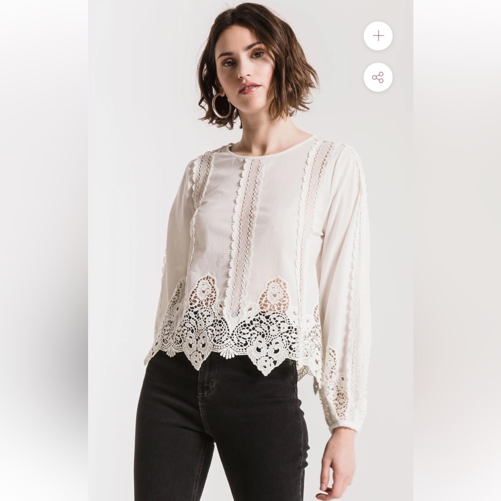 Anthropologie White Lace bohemian crochet  Blouse